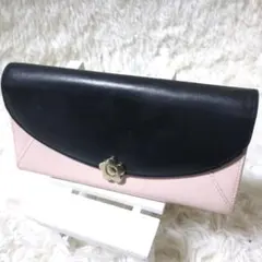 マリークヮント 二つ折り財布 黒とピンク レザー