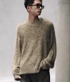 WYM FEATHER SMOOTH MELANGE KNIT オリーブグレー