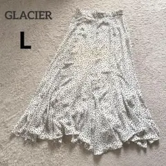 グラシア　GLACIER ダルメシアン柄 フレアロングスカート L ホワイト