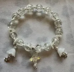 クリアガラスビーズブレスレット　可愛い夏にピッタリ