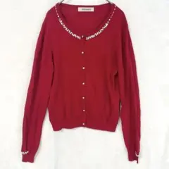 美品 MISCH MASCH ミッシュマッシュ カーディガン M 赤 パールのサムネイル