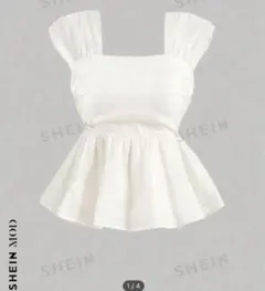 ホワイトフリルノースリーブブラウス♡ペプラム