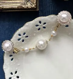 羽織紐　羽織留め　ストールクリップ　ホワイトパール1381