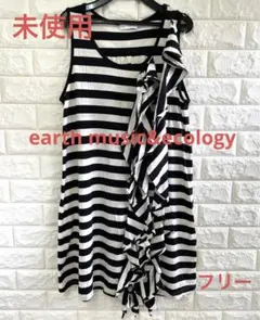 未使用　アースミュージック&エコロジー ボーダーワンピースノースリーブチュニック
