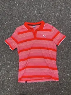PUMA ポロシャツ レッド ボーダー Lサイズのサムネイル