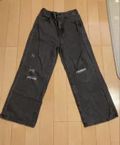 Samansa Mos2 ダメージ加工 ワイドデニムパンツ Mのサムネイル