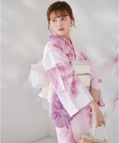 ピンク系花柄 浴衣・帯・浴衣小物「3点セット」値下げしました　【当日発送】