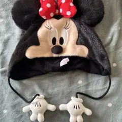 ミニーマウス ファー帽子 手袋付き