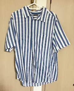 H&M 半袖シャツ M 青と白ストライプ