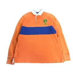 POLO ラガーシャツ　ラルフローレン　長袖　オレンジ　L 古着　8Bb