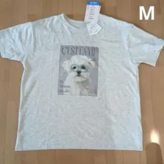 SUNNY HOUSE メガネをかけた犬のプリントTシャツ（半袖）