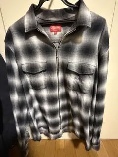 2010aw シュプリーム　オンブレ　ネルシャツ supreme オンブレチェックジップシャツ ネルシャツ ブラック - メルカリ