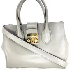 【FURLA】フルラ　2way　トートバッグ　ショルダーバッグ　ねずみ色　グレー