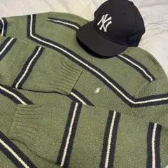 POLO RALPH LAUREN ボーダーニット XL 薄緑 紺 青タグ
