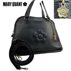 デイジーチャーム付き　マリークワント　シュリンクデイジーエンボス　2way 　黒