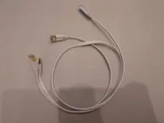 LANケーブル CAT7フラット ROHS ホワイト 1Mと0.5M 2本