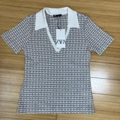 ZARA ニットポロシャツ 半袖 新品タグ付き