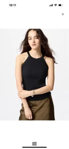 ユニクロホルターネックブラタンクトップ S黒ブラック