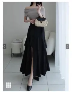 GRL アシンメトリーラッフルスリットスカート［ask137］