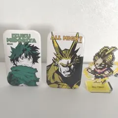ヒロアカ スクエア缶バッジ スタンド付き デク 緑谷出久 オールマイト アクスタ