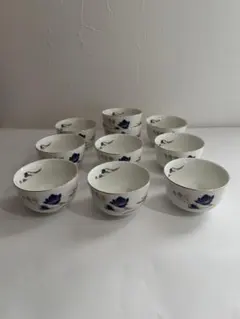 無尽窯 花柄 湯飲み 10個セット