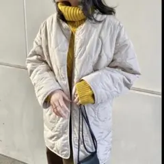 【美品】INGNI ノーカラーキルティングアウター　ベージュ‼️最終お値下げ‼️