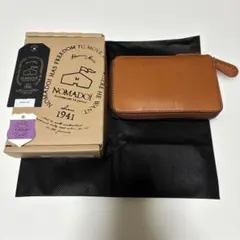 NOMADOI 二つ折り財布 ミドルラウンド ファスナー ブラウン