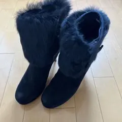 ファー付きブラックスエードブーツ
