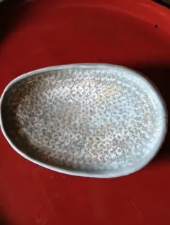 森里陶楽　２代目　京焼　三島手印花文　鮑型皿