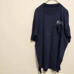ネイビー ポケット付き Tシャツ　半袖　バックプリント