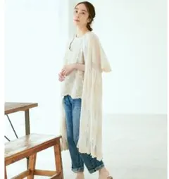 PUALCE CIN　チュール 刺繍前開きワンピース