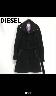 美品！DIESEL ステンカラーコート ウールコート リブ ブラック黒ディーゼル