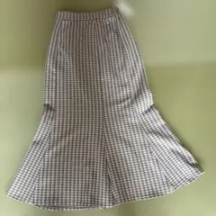 ベージュ チェック マーメイドスカート Fサイズ