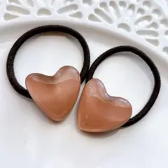 ハート型ヘアゴム 2個セット ピンク