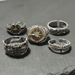 【お得な5点セット！】ヴィンテージリング アクセサリー メンズ シルバー
