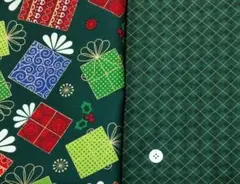2点セット　USAコットン　クリスマス　ダークグリーン　各108×50