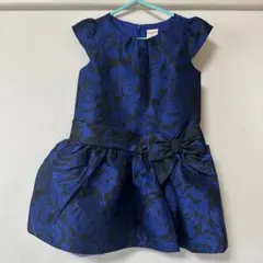 美品 ジンボリー 女の子 ワンピース ドレス 2歳 90 花柄 黒 青 紺色