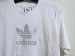 M 白ラインストーン アディダス オリジナルス トレフォイル Tシャツ