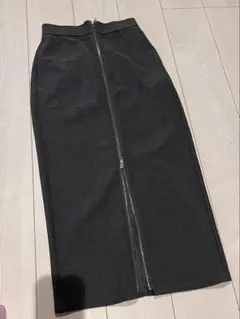 GU フロントジップ タイトスカート ダークグレー S