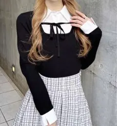 INGNI シャツドッキングフロントリボンニット