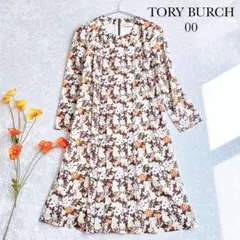 【美品】トリーバーチ 花柄プリントシャツワンピース ベルト シルク100% 4 美品 トリーバーチ TORY BURCH フラワープリントワンピース