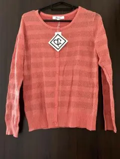 【新品タグ付き】& by P&D 透かし編み長袖カーディガン ラメ入り 38