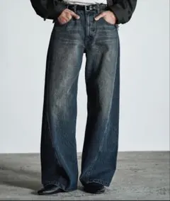【WYM】 VINTAGE WASHED CURVED DENIM サイズS