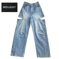 【美品】MOUSSY♡ハイウエストデニム サイズ2 カットアウト　ワイド