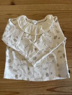 futafuta 動物柄フリル襟長袖カットソー 100cm