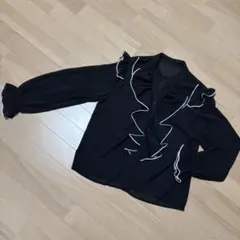 《お値下げ✧˖*°》黒 シフォンシャツ 長袖 シャツ フリル付き