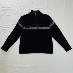 黒いジッパー付きニットセーター ハーフジップ 肌触り良き