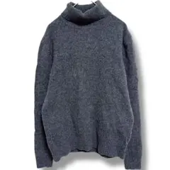 ユニクロ UNIQLO ウール セーター M ダークグレー タートルネック