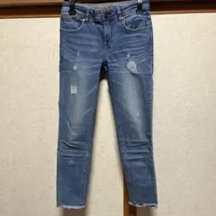 ロデオクラウンズ　ダメージ加工 スキニーデニム　フリンジ　美品