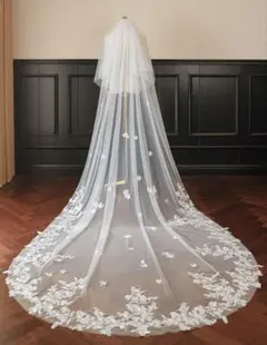 花柄刺繍ロングウェディングベール